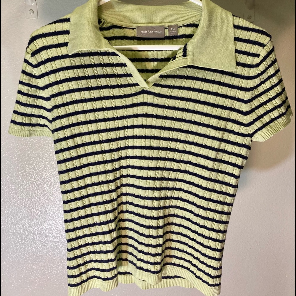 Vintage 1999 Knit collard striped shirt 100% cotton
